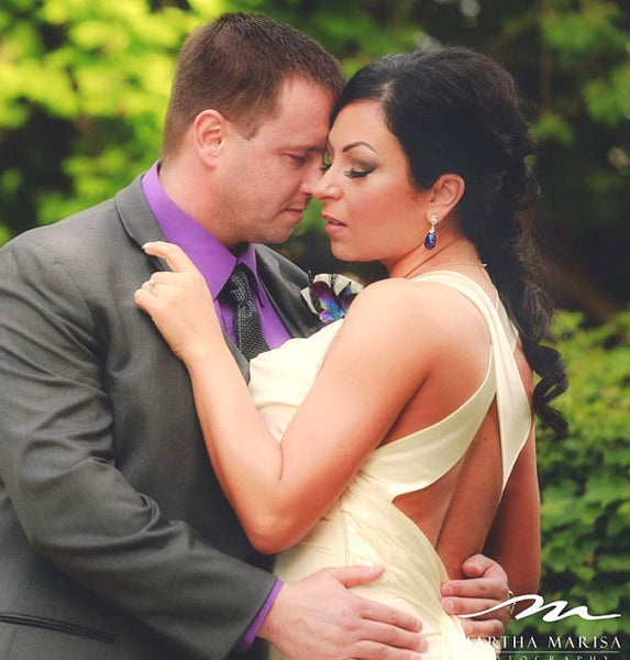 Purple Blue Jewelry Purple Earrings Pear Bridal Jewelry Crystal Earrings Peacock Earrings Bridesmaid Earrings Gift for Her Heliotrope HE32P