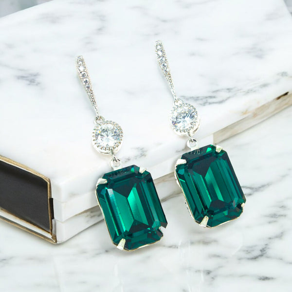 Earrings and Necklace Set Earrings Dangle Earrings Emerald Earrings Bridesmaid Gift Emerald Bracelet Wedding Jewelry EM41JS