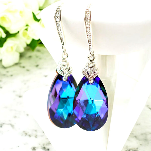 Purple Blue Jewelry Everyday Earrings & Necklace Bridesmaid Gift Jewelry Wedding Jewelry Dangle Earrings Gift Jewelry HE32JS