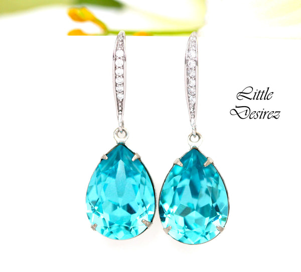 Turquoise Blue Earrings and Necklace Set Bridesmaid Gift Something Blue Jewelry TQ31JS