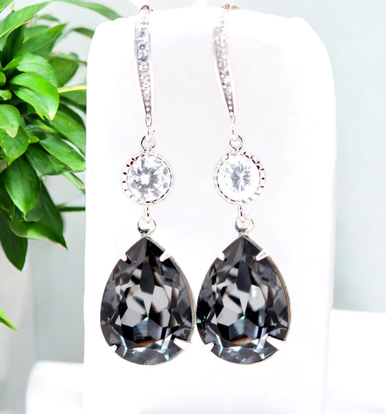 Dark Grey Earrings Smoky Grey Earrings Charcoal Earrings Dangle Earrings Grey Accessory SN31HC