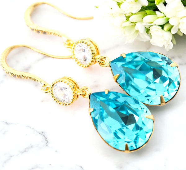 Turquoise Earrings and Necklace Set Jewelry Set Long Bridal Earrings TQ31JS