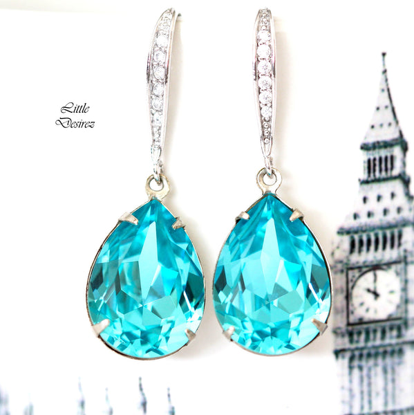 Turquoise Blue Earrings and Necklace Set Bridesmaid Gift Something Blue Jewelry TQ31JS