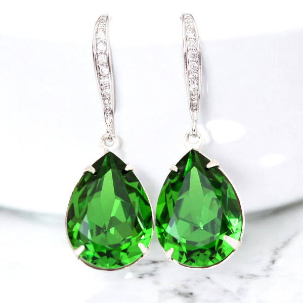 Earrings and Necklace Jewelry Set Crystal Jewelry Green Earrings Green Necklace Bridesmaid Gift FG31JS