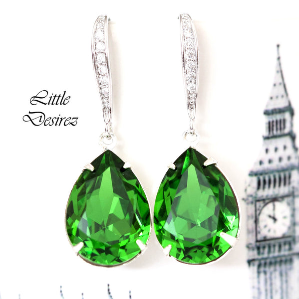 Earrings and Necklace Jewelry Set Crystal Jewelry Green Earrings Green Necklace Bridesmaid Gift FG31JS