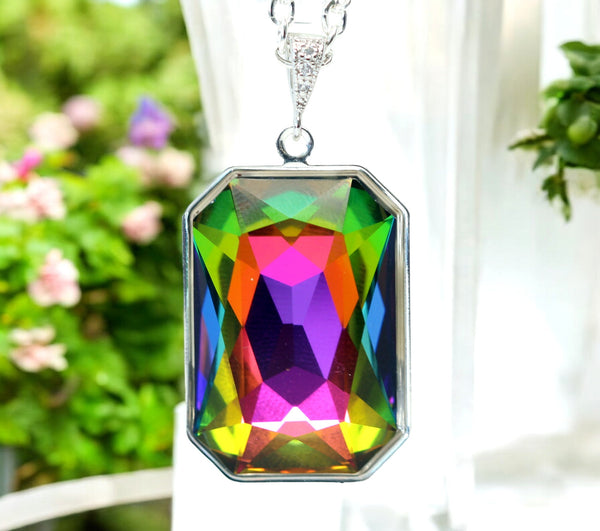Large Colorful Necklace Multicolor Necklace Statement Necklace Colorful Pendant VM41N
