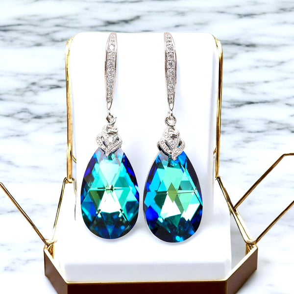 Blue Earrings Peacock Earrings Bridesmaid Earrings Bridal Earrings Blue Navy Earrings Peacock Wedding Gift for Her  Earrings BB32H