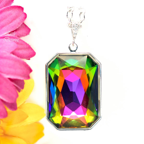 Large Colorful Necklace Multicolor Necklace Statement Necklace Colorful Pendant VM41N