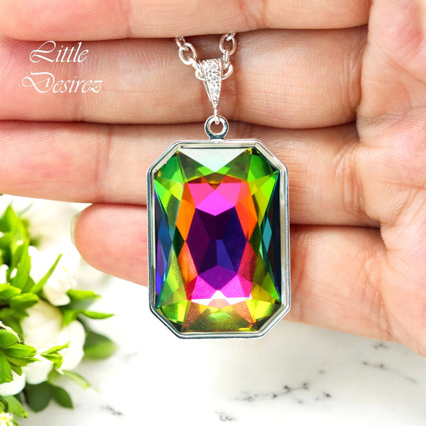 Large Colorful Necklace Multicolor Necklace Statement Necklace Colorful Pendant VM41N