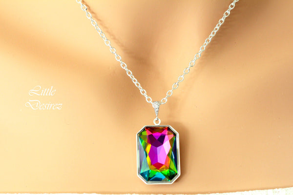 Large Colorful Necklace Multicolor Necklace Statement Necklace Colorful Pendant VM41N