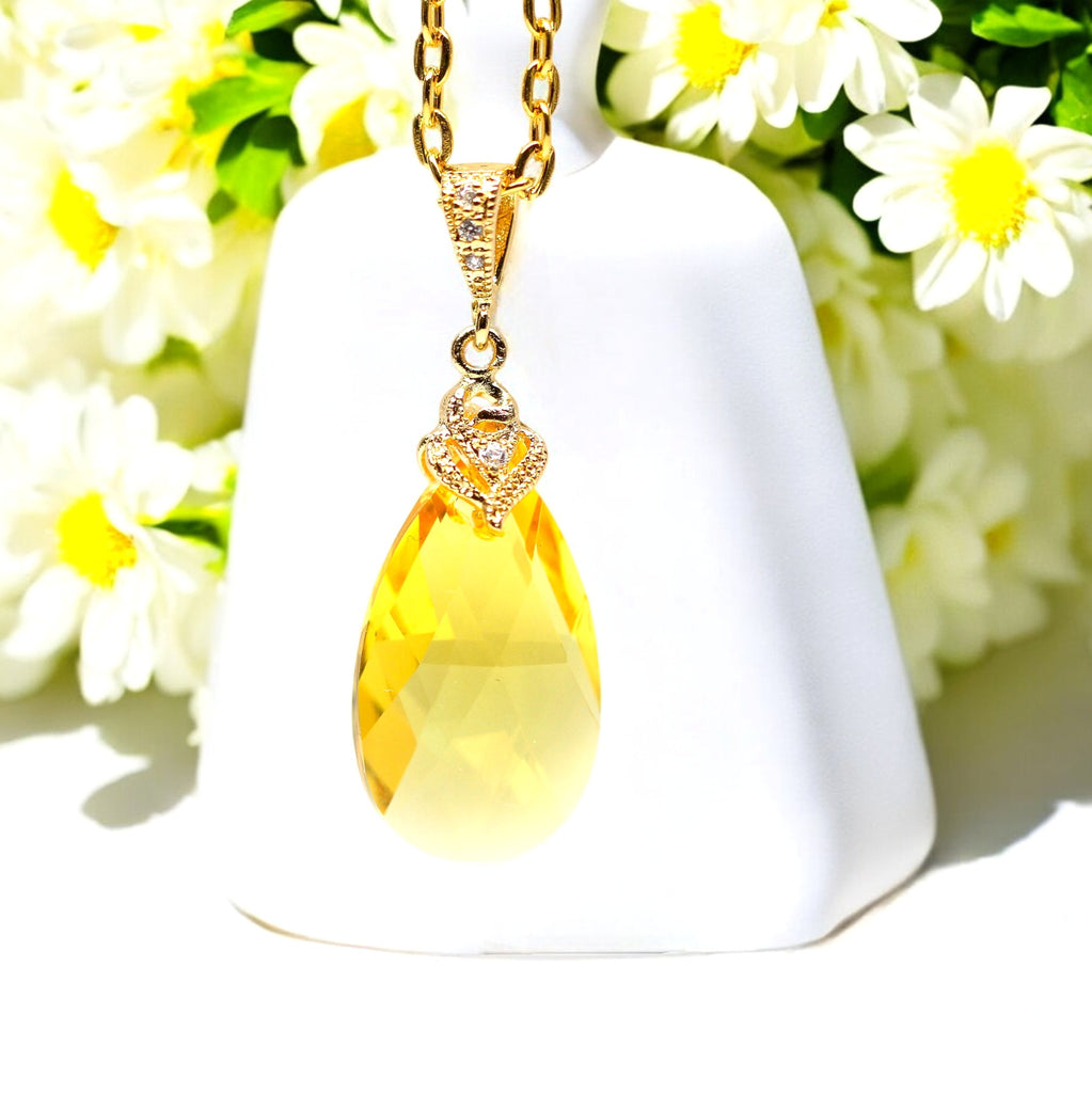 Yellow Necklace Light Topaz Pendant Necklace Yellow Bridesmaids Gift Lemon Zest Canary Yellow November Birthstone LT32N