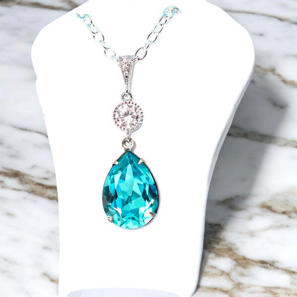 Blue Necklace Turquoise Necklace Blue Jewelry Necklace Bridal Necklace Bridesmaid Necklace Bridesmaid Gift Bridal Party Gift TQ31N