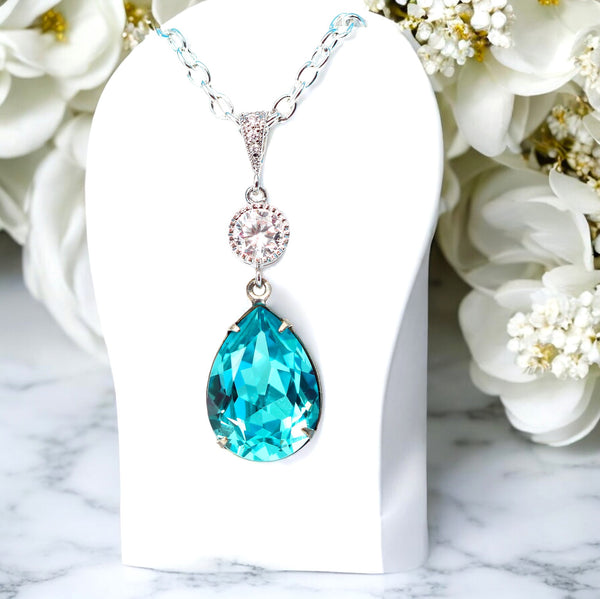 Blue Necklace Turquoise Necklace Blue Jewelry Necklace Bridal Necklace Bridesmaid Necklace Bridesmaid Gift Bridal Party Gift TQ31N