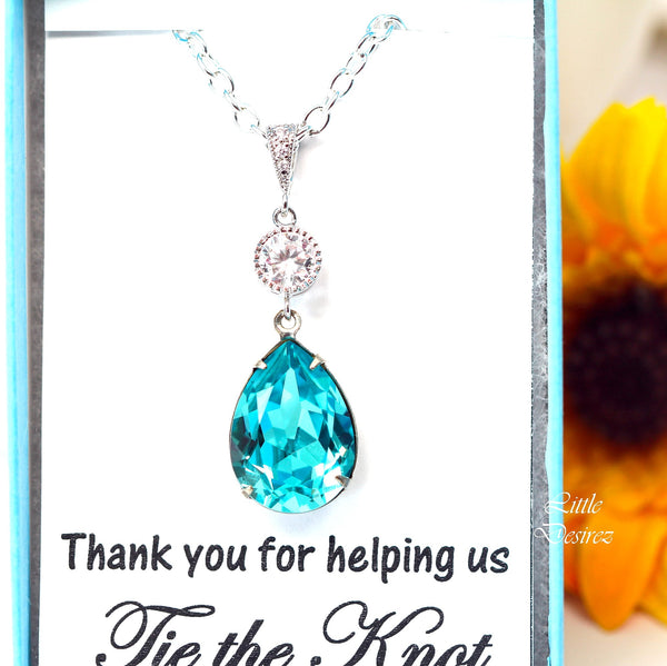 Blue Necklace Turquoise Necklace Blue Jewelry Necklace Bridal Necklace Bridesmaid Necklace Bridesmaid Gift Bridal Party Gift TQ31N