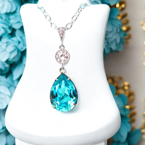 Blue Necklace Turquoise Necklace Blue Jewelry Necklace Bridal Necklace Bridesmaid Necklace Bridesmaid Gift Bridal Party Gift TQ31N