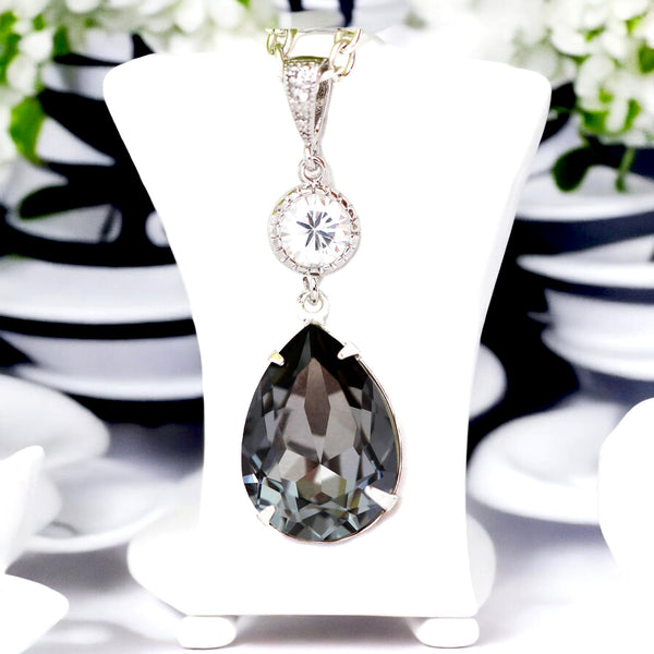 Dark Grey Earrings  Silver Night Earrings Black Diamond Earrings Smoky Grey Earrings Charcoal Bridesmaid Earrings SN31PC