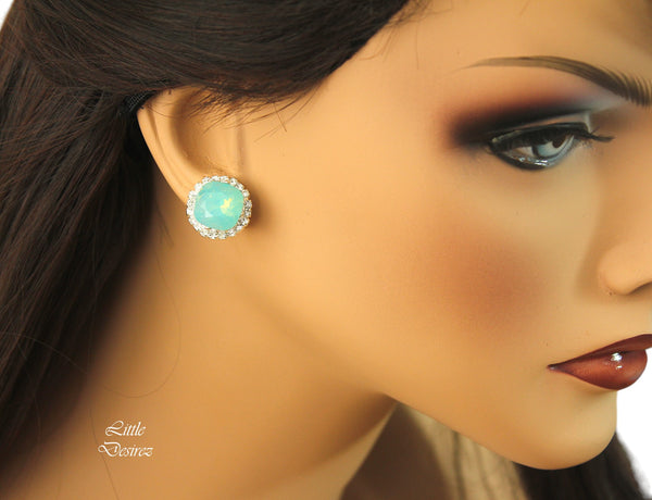 Mint Opal Stud Earrings Sea Foam Pacific Opal MT50S