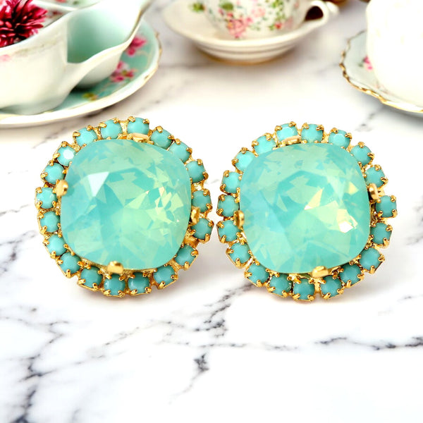 Mint Opal Stud Earrings Sea Foam Pacific Opal MT50S