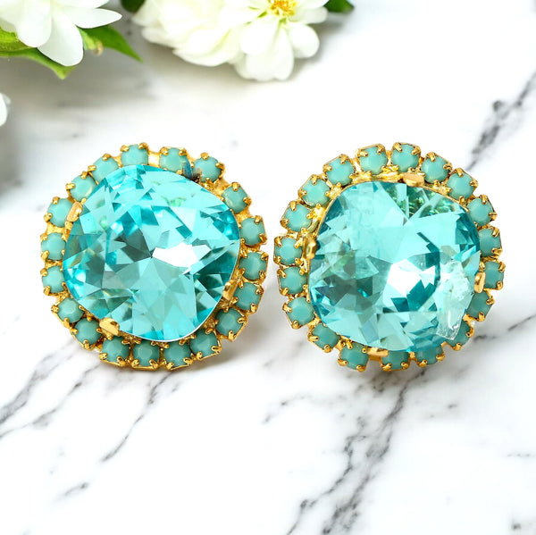 Blue Bridal Earrings Crystal Stud Earrings TQ50S