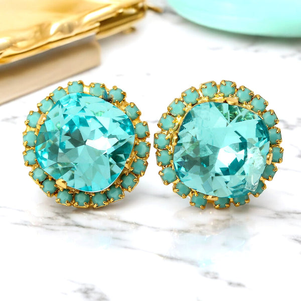 Blue Bridal Earrings Crystal Stud Earrings TQ50S
