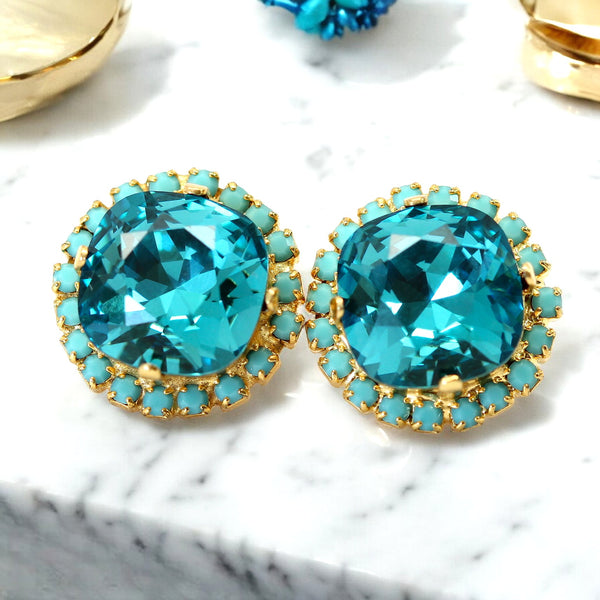 Blue Bridal Earrings Dark Blue Earrings Austrian Crystal IN50S