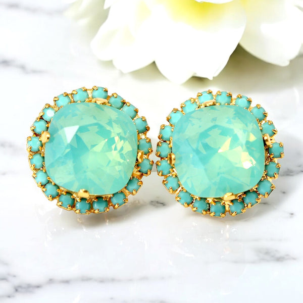 Mint Opal Stud Earrings Sea Foam Pacific Opal MT50S