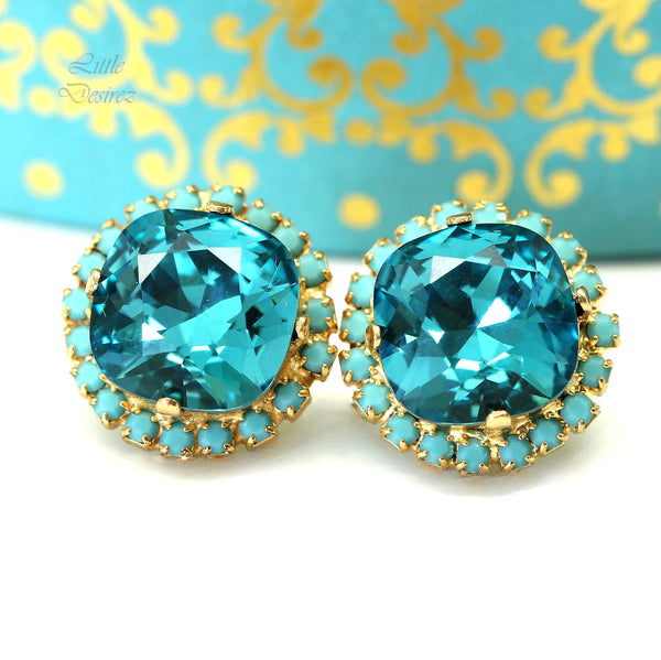 Blue Bridal Earrings Dark Blue Earrings Austrian Crystal IN50S