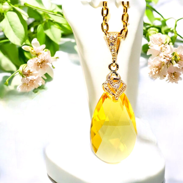 Yellow Jewelry Set Yellow Necklace & Earrings Crystal Earring Bridesmaid Earrings Lemon Zest Canary Yellow Sunshine Yellow LT32JS