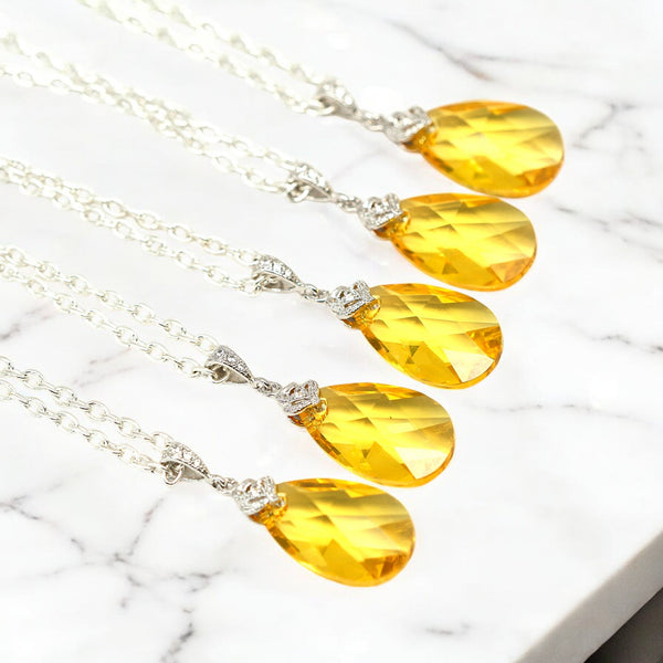 Yellow Necklace Light Topaz Pendant Necklace Yellow Bridesmaids Gift Lemon Zest Canary Yellow November Birthstone LT32N