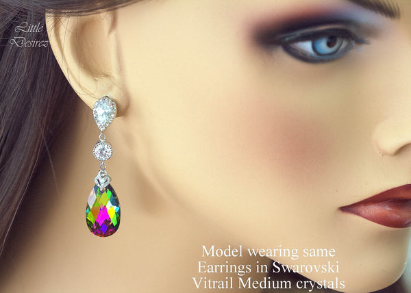 Bridesmaid Gift Volcano Crystal Earrings & Necklace Set Cobalt Purple Orange Cubic Zirconia Jewelry Statement Jewelry VO32JS