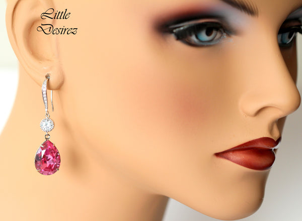 Pink Earrings Fuchsia Earrings Hot Pink Earrings Dark Pink Earrings Bridal Bridesmaid Earrings Deep Pink Earrings RP31HC