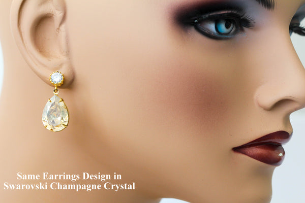 Emerald Post Earrings Green Earrings Teardrop Crystal Emerald Green Jewelry Cubic Zirconia 16k Gold Plated Bridesmaid Gift Christmas EM31H