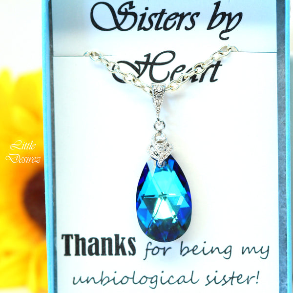 Bermuda Blue  Crystal Necklace Blue Necklace Bridal Necklace Bridesmaid Necklace Blue Bridal Pendant Teal Blue Necklace BB32N