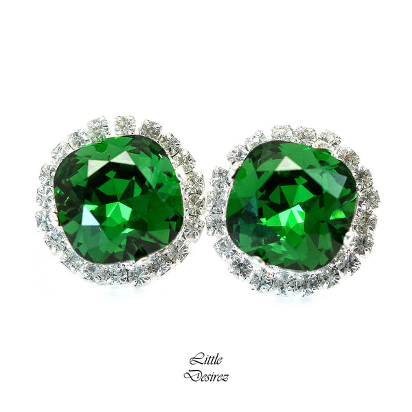 Dark Green Stud Earrings Emerald Studs DM50S