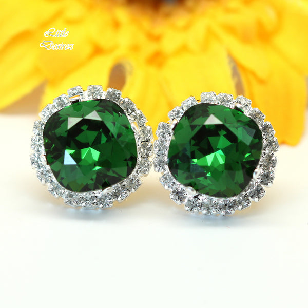 Dark Green Stud Earrings Emerald Studs DM50S