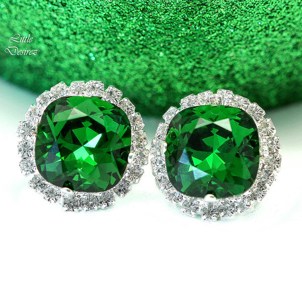 Dark Green Stud Earrings Emerald Studs DM50S