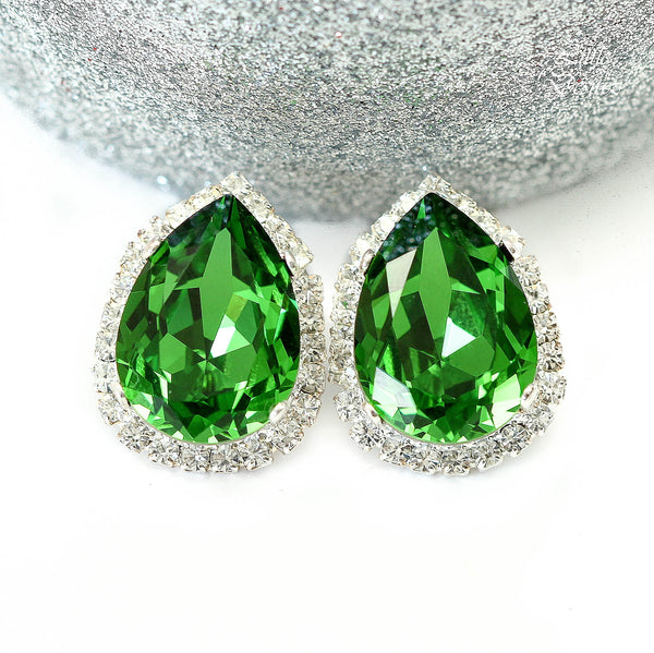 Green Stud Earrings Green Earrings Crystal Green Studs Bridal Green Earrings Bridesmaids Earrings Bridesmaids Gift Gift For Her FG31S