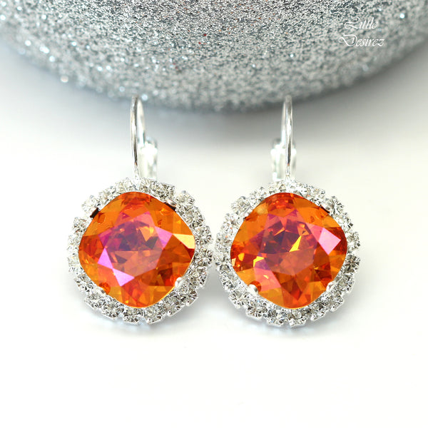 Lever back Earrings Crystal Earrings Orange Earrings Bridesmaid Earrings Gift for Her AP50L