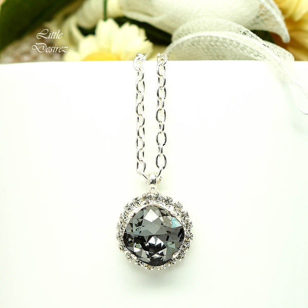 Grey Earrings  Bridesmaid Earrings Silver Night Earrings Charcoal Grey Earrings Black Diamond Earrings Smoky Grey Earrings SN50S