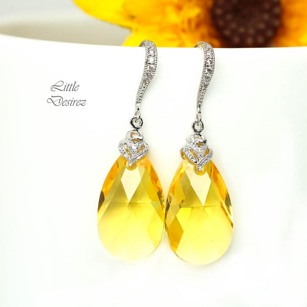 Yellow Earrings Yellow Sunflower Earrings Lemon Zest Canary Yellow Sunshine Yellow Bridesmaid Earrings Yellow Stone Crystal Earrings LT32H