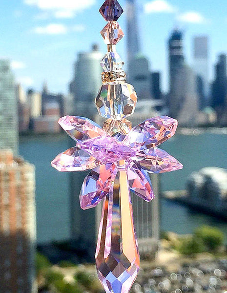 Crystal Suncatcher Angel Suncatcher Pink Purple Suncatcher Crystal Angel Decorative Glass Ornament Tree Ornament Window Decor