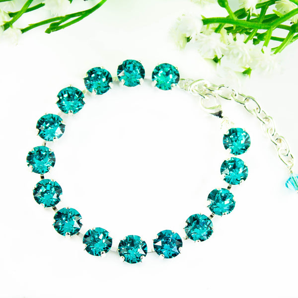 Blue Bridal Bracelet Turquoise Bracelet Crystal Bracelet Wedding Jewelry Gift Bridesmaid Bracelet Tennis Bracelet TQ35BR