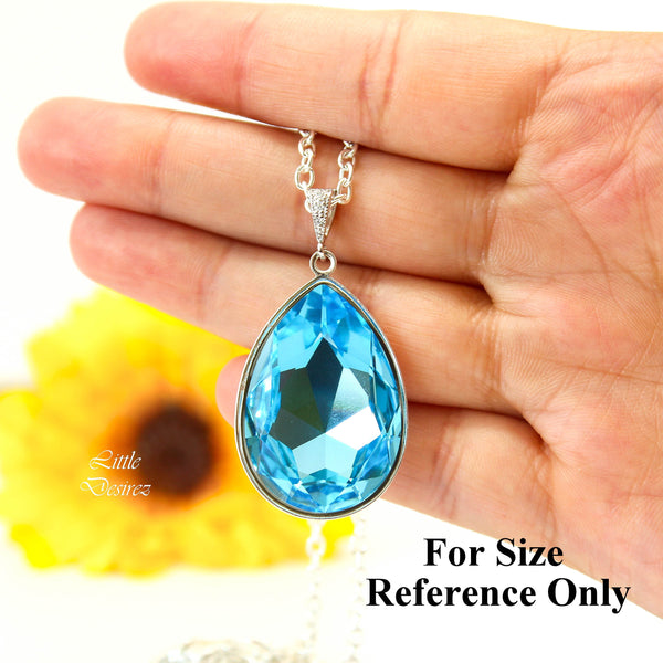 Navy Blue Necklace Montana Crystal Necklace Large Teardrop Pendant Dark Blue Pendant Statement Necklace Layering Necklace MO42N