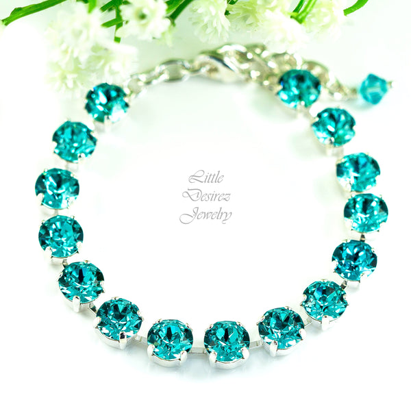 Blue Bridal Bracelet Turquoise Bracelet Crystal Bracelet Wedding Jewelry Gift Bridesmaid Bracelet Tennis Bracelet TQ35BR
