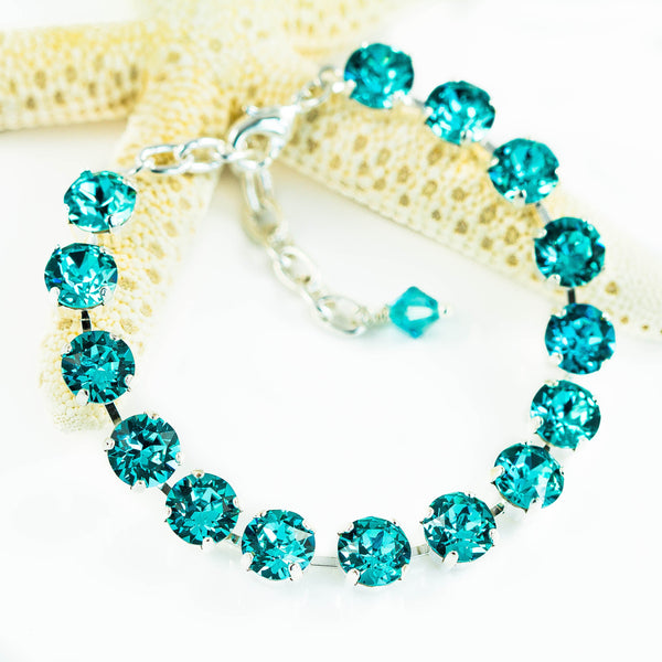 Blue Bridal Bracelet Turquoise Bracelet Crystal Bracelet Wedding Jewelry Gift Bridesmaid Bracelet Tennis Bracelet TQ35BR