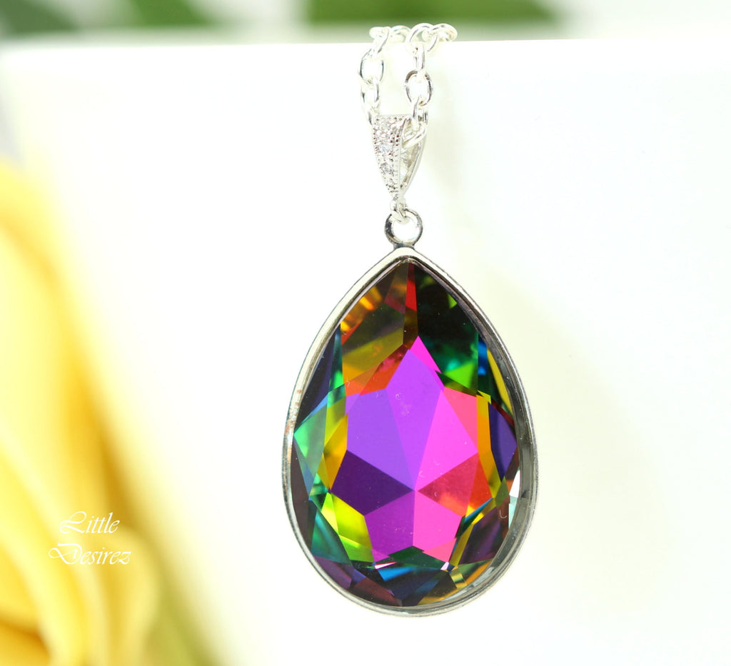 Layering Necklace Colorful Necklace Teardrop Crystal Bridesmaid Gift Crystal Statement Necklace Teardrop Necklace Unique VM42N