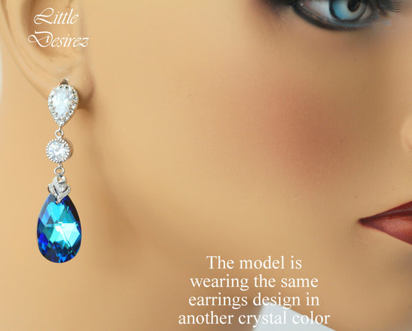 Long Emerald Earrings and Necklace Set Jewelry Set Emerald Jewelry Bridesmaid Gift Dark Green Drop Earrings Forrest Green DM32JS