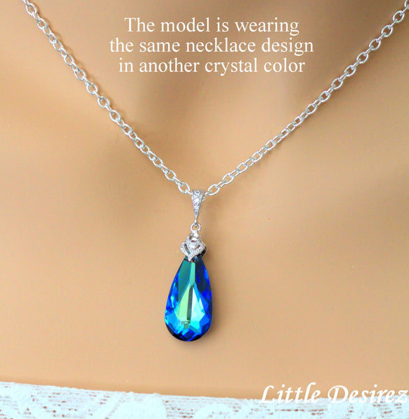 Yellow & Red Necklace Fire Opal Crystal Teardrop Pendant Bridal Necklace Bridesmaid Necklace Cubic Zirconia Yellow Jewelry FO33N