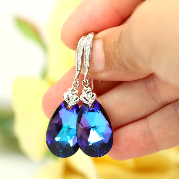 Purple Blue Jewelry Everyday Earrings & Necklace Bridesmaid Gift Jewelry Wedding Jewelry Dangle Earrings Gift Jewelry HE32JS