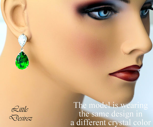 Clear Crystal Dangle Teardrop Earrings White Earrings Silver Earrings Bridal Earrings Bridesmaid Gift CC31P